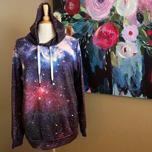 NAIN Kangaroo Pocket Galaxy Printed Hoodie Size Small/Medium